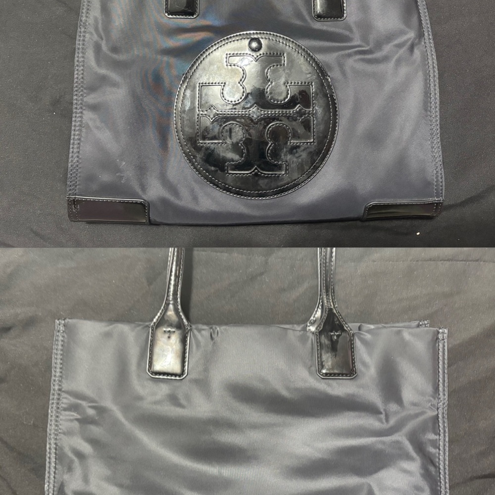 Tory Burch Black Nylon Tote with Glossy Logo